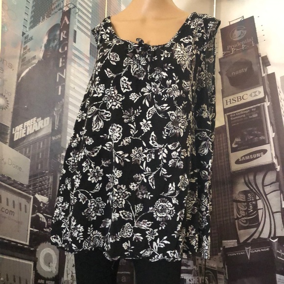 Woman Within Tops - 🔥BOGO 50% Woman Within Tank Blouse Black/White 3X